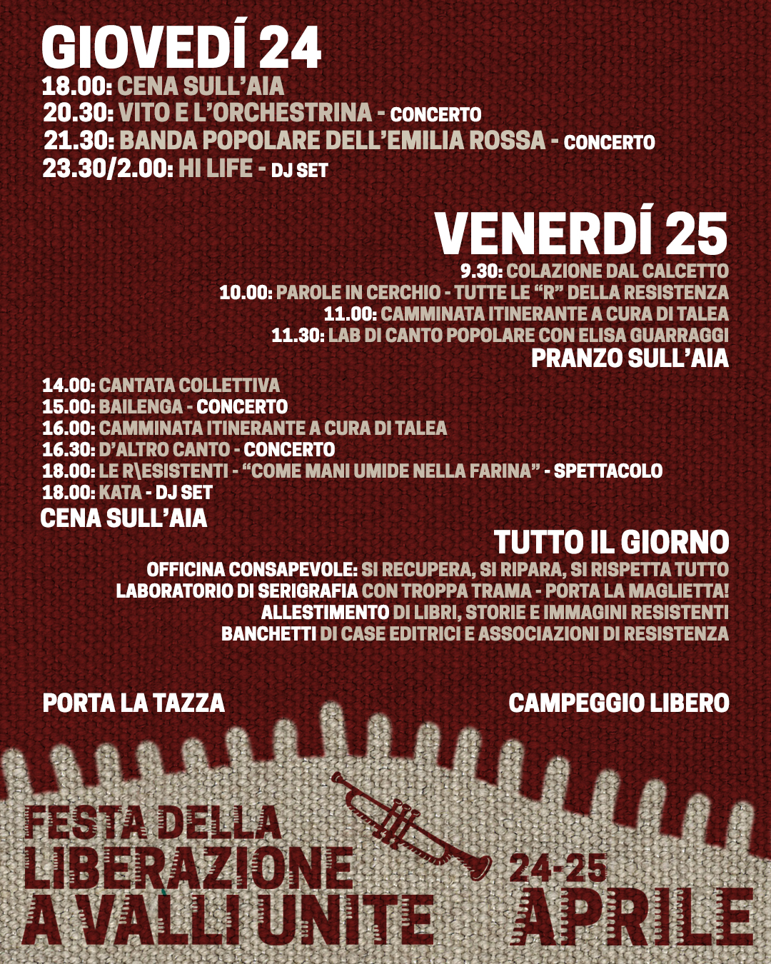 24-25 APRILE: IL PROGRAMMA
