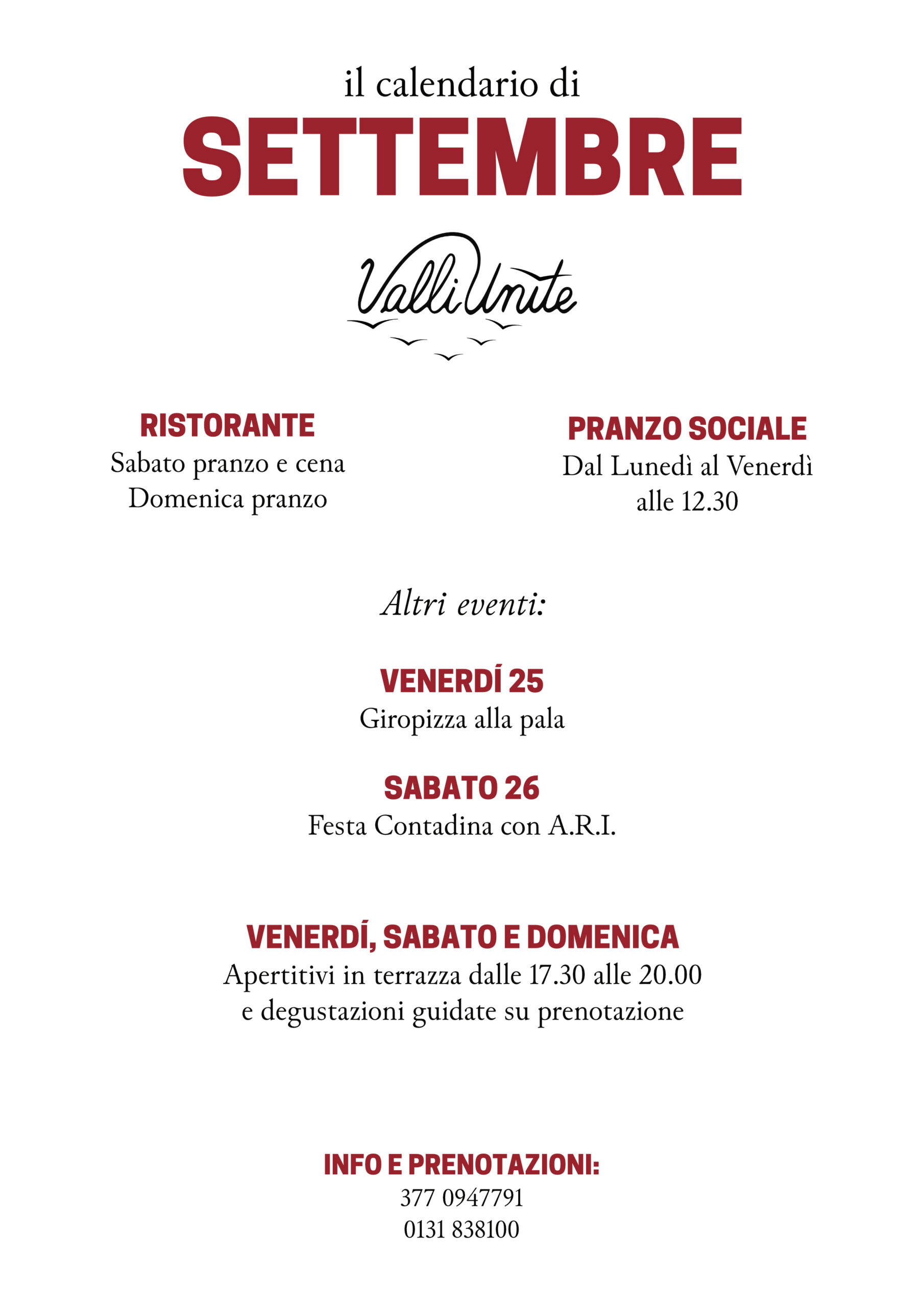 CALENDARIO DI SETTEMBRE